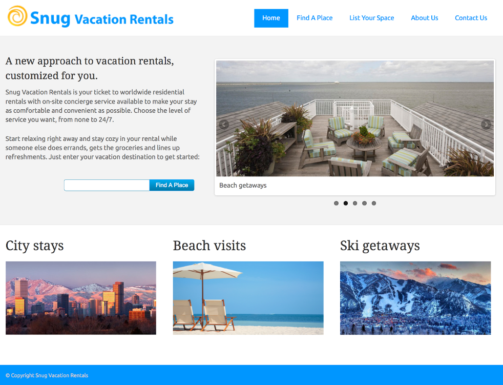 Snug Vacation Prototype