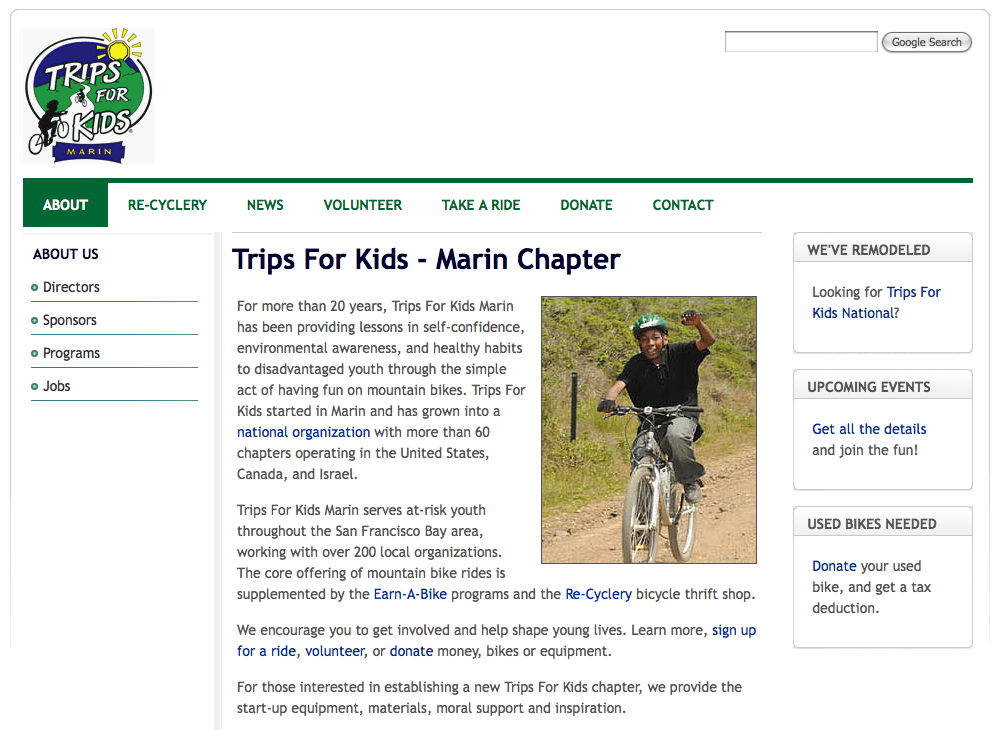 Link to Trips For Kids Marin Site